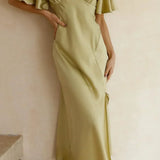 Robe Longue Satinée Épaules Dénudées