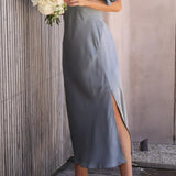 Robe Longue Satinée Épaules Dénudées