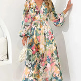 Robe Longue Fleurie à Col V