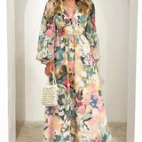 Robe Longue Fleurie à Col V
