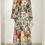 Robe Longue Fleurie à Col V