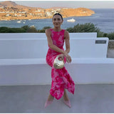 Robe Longue Fleurie Sans Manches