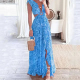 Robe Longue Fleurie à Volants