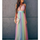 Robe Longue Multicolore à Bretelles