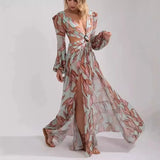 Robe Longue Fleurie à Col V