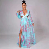 Robe Longue Fleurie à Col V