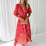 Robe Midi Fleurie à Volants