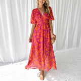 Robe Midi Fleurie à Volants