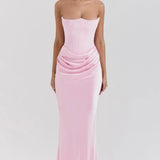 Robe Longue Bustier Drapée Élégante