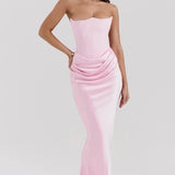 Robe Longue Bustier Drapée Élégante