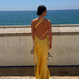 Robe Longue Satinée Dos Nu Glamour