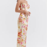 Robe Longue Fleurie Satinée Romantique