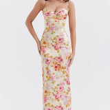 Robe Longue Fleurie Satinée Romantique