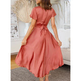 Robe Midi Fluide à Volants Romantique