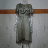 Robe Midi Fluide à Volants Romantique