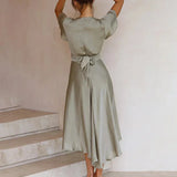 Robe Midi Fluide à Volants Romantique