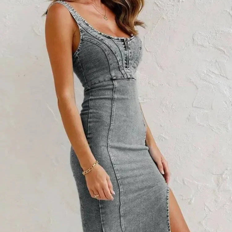 Robe Midi Ajustée Sans Manches