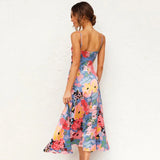 Robe Longue Fleurie à Bretelles Fines