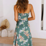 Robe Longue Fleurie à Bretelles Fines