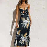 Robe Longue Fleurie à Bretelles Fines