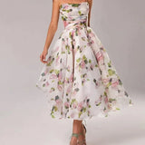 Robe Midi Bustier Fleurie