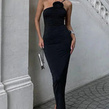Robe Midi Ajustée à Bretelles Fines