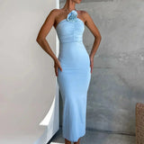 Robe Midi Ajustée à Bretelles Fines