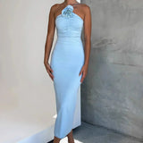 Robe Midi Ajustée à Bretelles Fines