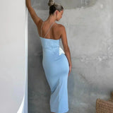 Robe Midi Ajustée à Bretelles Fines