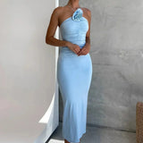 Robe Midi Ajustée à Bretelles Fines