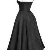 Robe Midi Élégante à Bretelles Satinées
