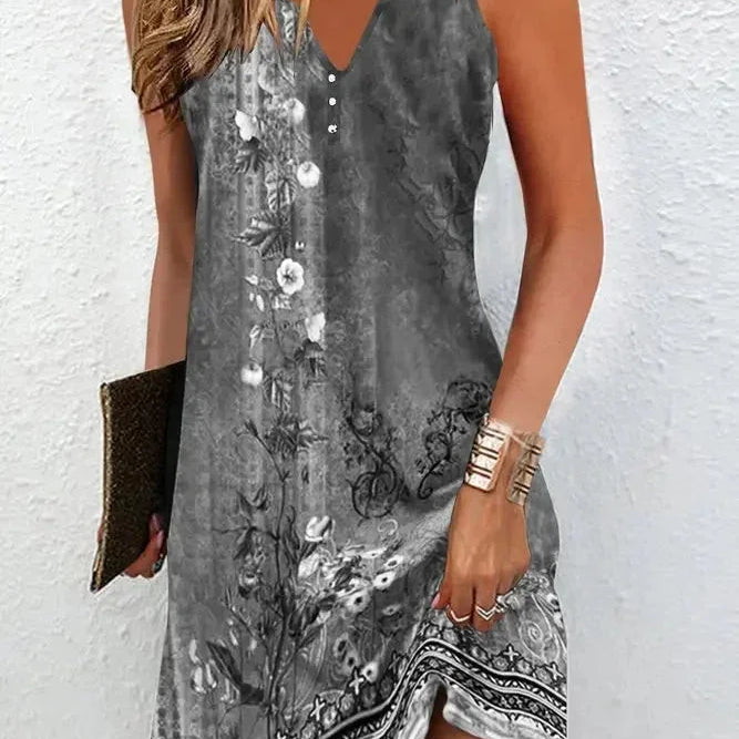 Robe Courte Imprimée à Col V