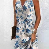 Robe Courte Imprimée à Col V