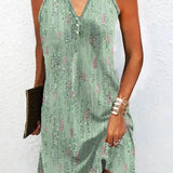 Robe Courte Imprimée à Col V