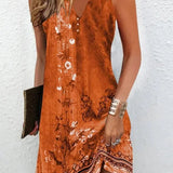 Robe Courte Imprimée à Col V