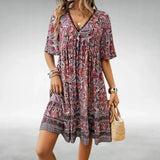 Robe Courte Bohème à Col V