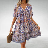 Robe Courte Bohème à Col V