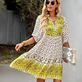 Robe Courte Imprimée à Col V
