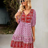 Robe Courte Imprimée à Col V