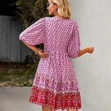 Robe Courte Imprimée à Col V