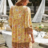 Robe Courte Imprimée à Manches Longues