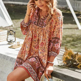 Robe Courte Imprimée à Manches Longues