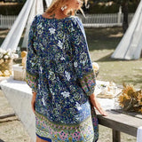 Robe Courte Imprimée à Manches Longues