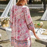 Robe Courte Imprimée à Manches Longues
