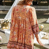 Robe Courte Imprimée à Manches Longues