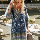 Robe Courte Imprimée à Manches Longues