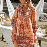 Robe Courte Imprimée à Manches Longues