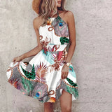 Robe Courte Fleurie à Col Montant