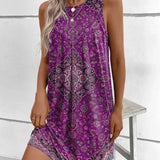 Robe Courte Imprimée Sans Manches