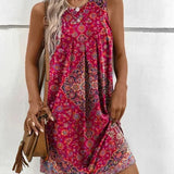 Robe Courte Imprimée Sans Manches